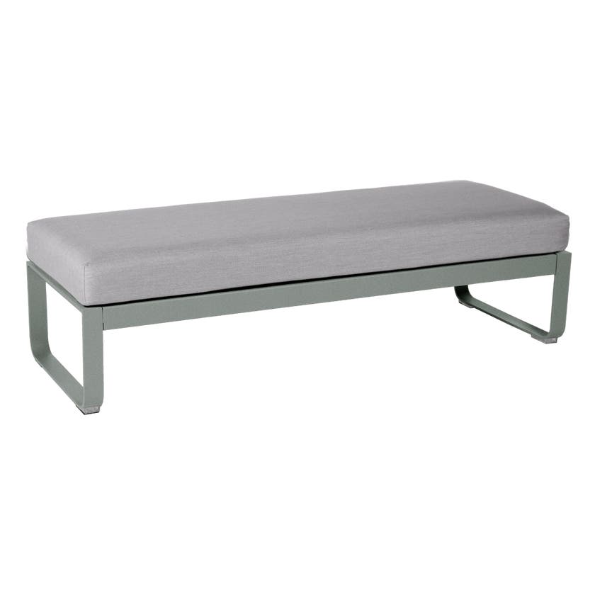 Banquette BELLEVIE 2 places de Fermob, Coussin Gris flanelle, Gris lapilli Banquette BELLEVIE 2 places de Fermob, Coussin Gris flanelle, Gris lapilli