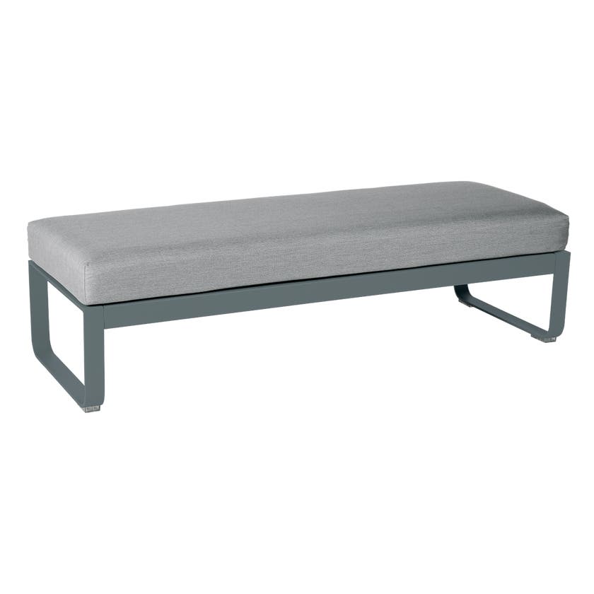 Banquette BELLEVIE 2 places de Fermob, Coussin Gris flanelle, Gris orage Banquette BELLEVIE 2 places de Fermob, Coussin Gris flanelle, Gris orage