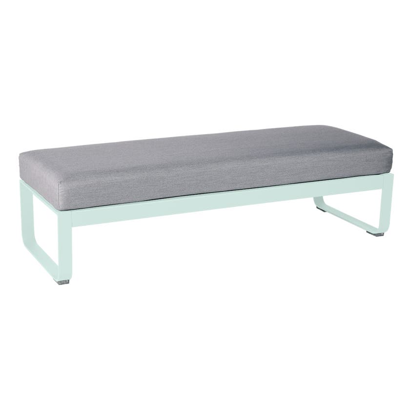 Banquette BELLEVIE 2 places de Fermob, Coussin Gris flanelle, Menthe glaciale Banquette BELLEVIE 2 places de Fermob, Coussin Gris flanelle, Menthe glaciale