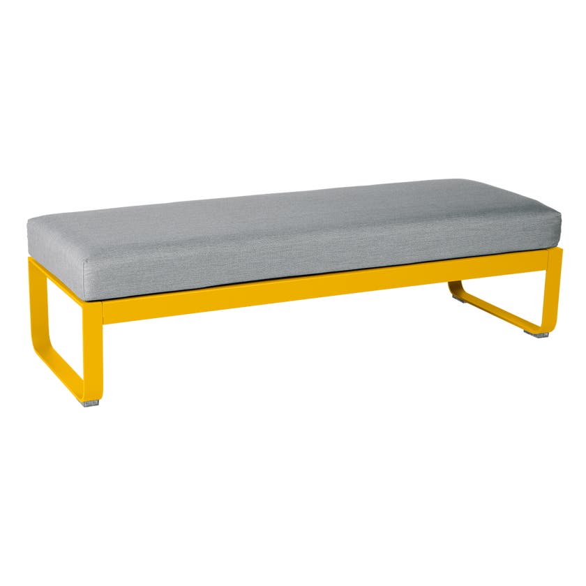 Banquette BELLEVIE 2 places de Fermob, Coussin Gris flanelle, Miel Banquette BELLEVIE 2 places de Fermob, Coussin Gris flanelle, Miel