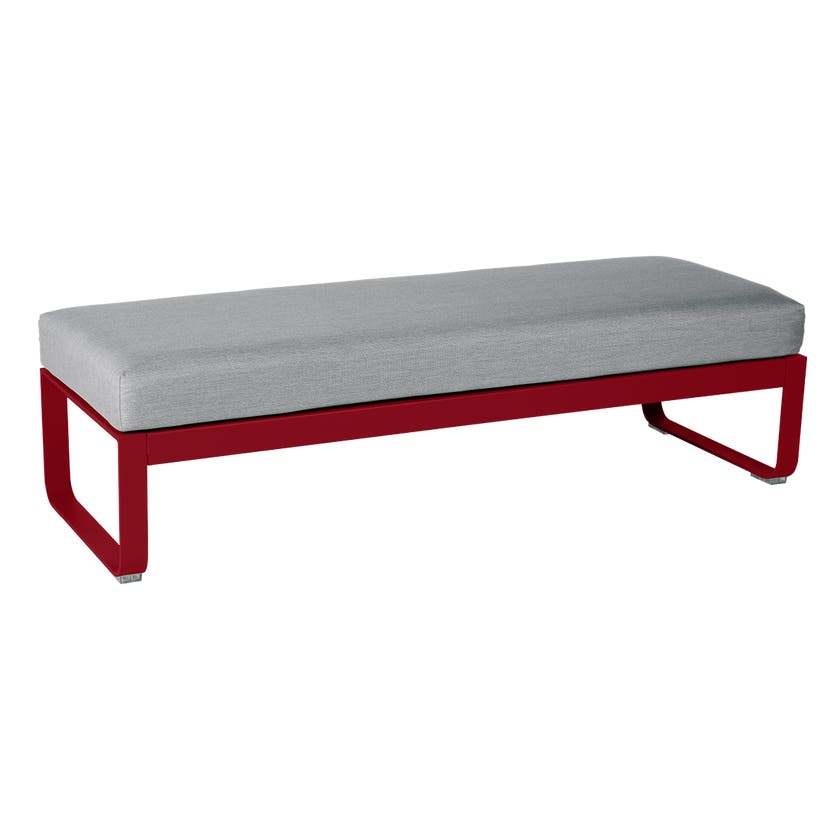 Banquette BELLEVIE 2 places de Fermob, Coussin Gris flanelle, Piment Banquette BELLEVIE 2 places de Fermob, Coussin Gris flanelle, Piment