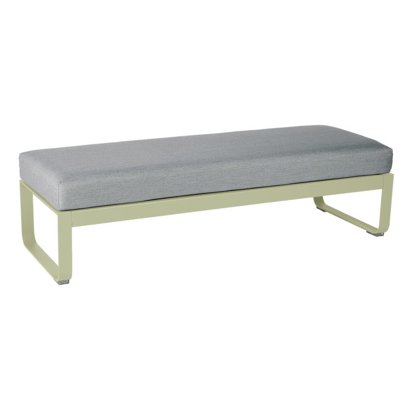 Banquette BELLEVIE 2 places de Fermob, Coussin Gris flanelle, Tilleul Banquette BELLEVIE 2 places de Fermob, Coussin Gris flanelle, Tilleul