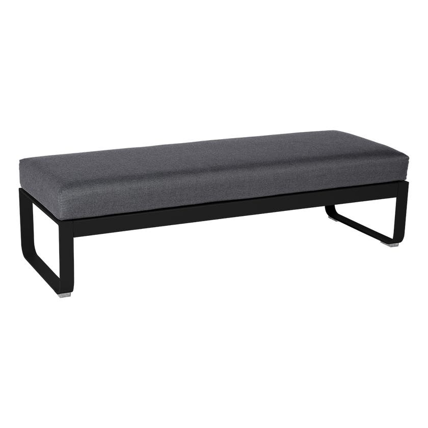 Banquette BELLEVIE 2 places de Fermob, coussin gris graphite, Réglisse Banquette BELLEVIE 2 places de Fermob, coussin gris graphite, Réglisse