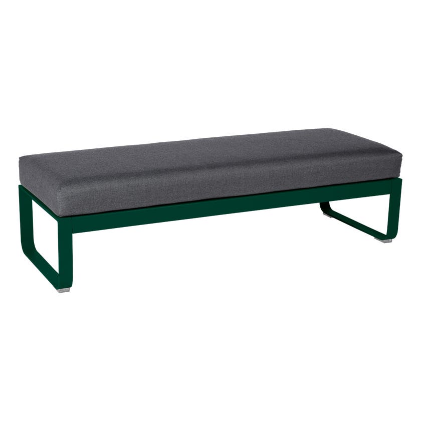 Banquette BELLEVIE 2 places de Fermob, coussin gris graphite, Vert cèdre Banquette BELLEVIE 2 places de Fermob, coussin gris graphite, Vert cèdre