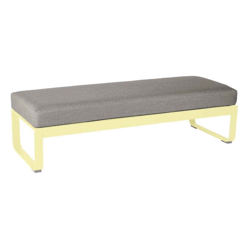 Banquette BELLEVIE 2 places de Fermob, Coussin Taupe grisé, Citron givré Banquette BELLEVIE 2 places de Fermob, Coussin Taupe grisé, Citron givré