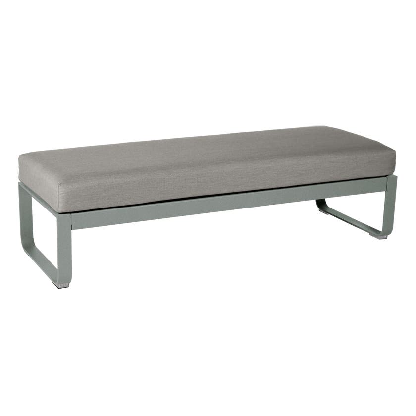 Banquette BELLEVIE 2 places de Fermob, Coussin Taupe grisé, Gris lapilli Banquette BELLEVIE 2 places de Fermob, Coussin Taupe grisé, Gris lapilli