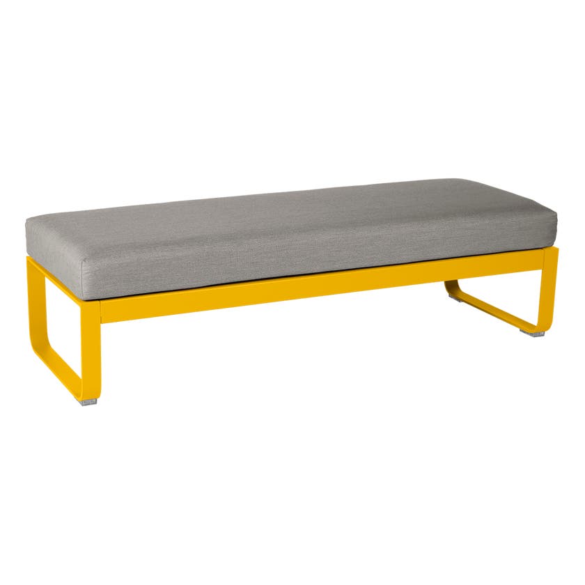 Banquette BELLEVIE 2 places de Fermob, Coussin Taupe grisé, Miel Banquette BELLEVIE 2 places de Fermob, Coussin Taupe grisé, Miel