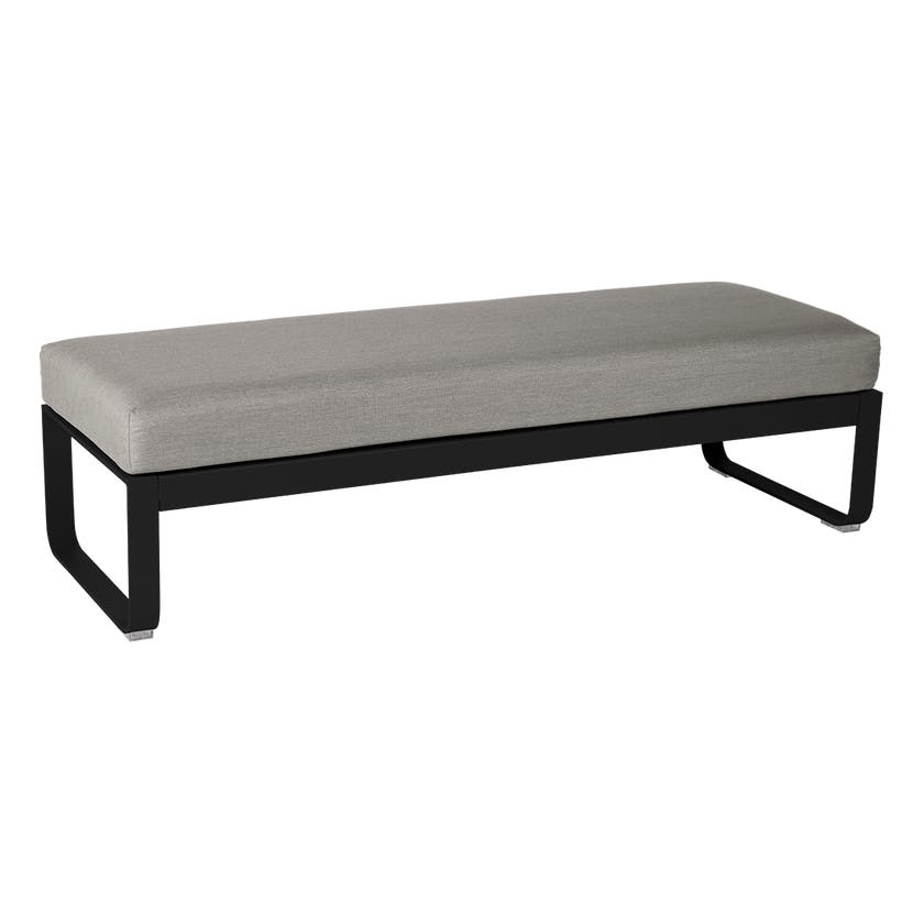 Banquette BELLEVIE 2 places de Fermob, Coussin Taupe grisé, Réglisse Banquette BELLEVIE 2 places de Fermob, Coussin Taupe grisé, Réglisse