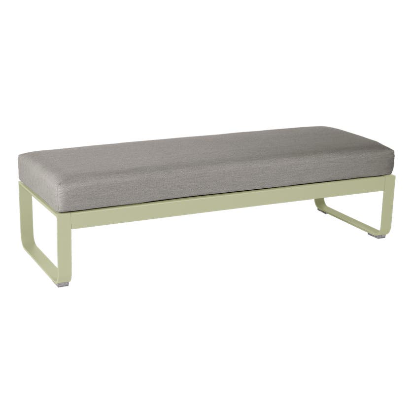 Banquette BELLEVIE 2 places de Fermob, Coussin Taupe grisé, Tilleul Banquette BELLEVIE 2 places de Fermob, Coussin Taupe grisé, Tilleul