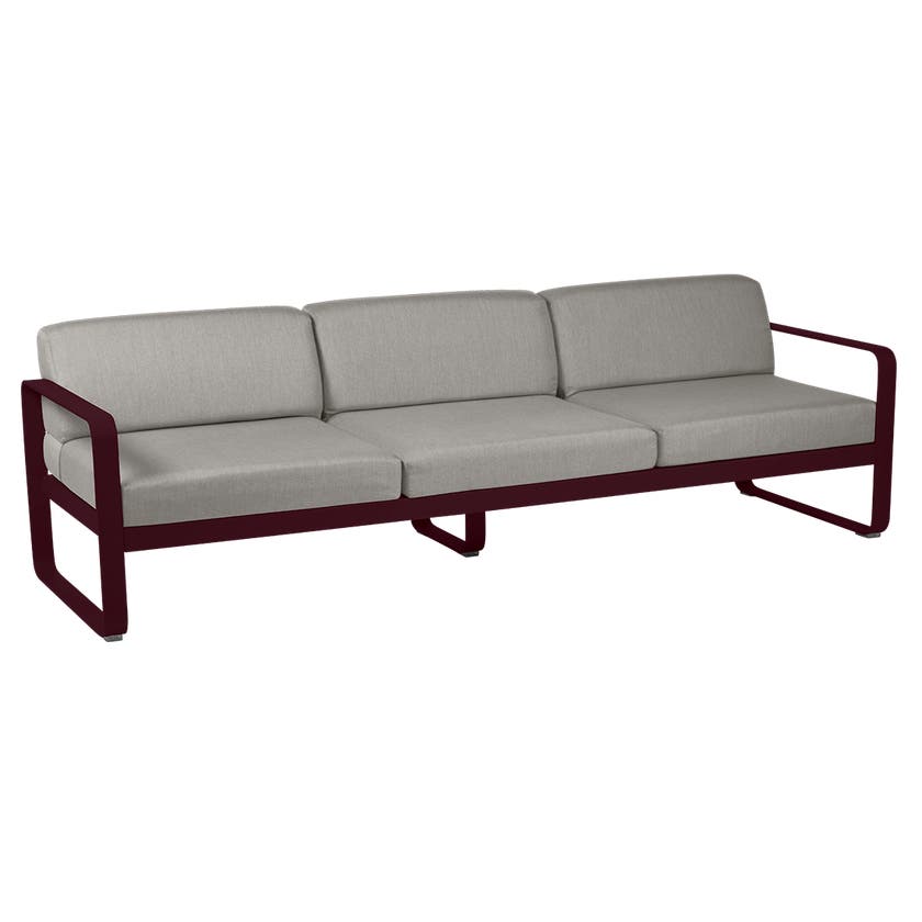 canapé 3 places Bellevie structure cerise noir coussin taupe canapé 3 places Bellevie structure cerise noir coussin taupe