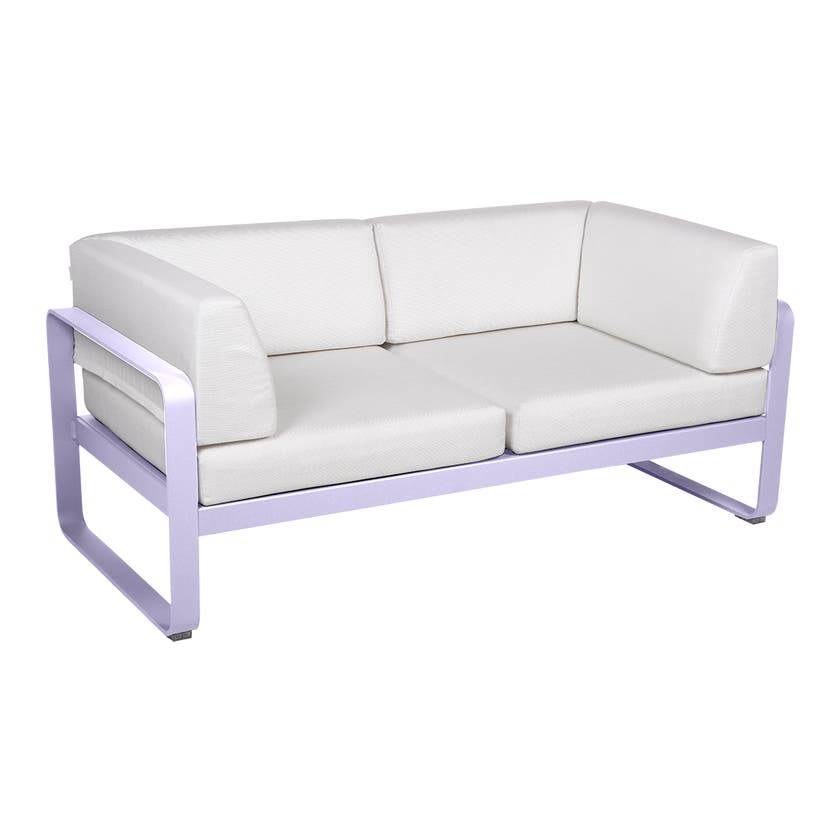 Canapé Club lounge BELLEVIE 2 places de Fermob, Guimauve, Coussin Blanc grisé Canapé Club lounge BELLEVIE 2 places de Fermob, Guimauve, Coussin Blanc grisé
