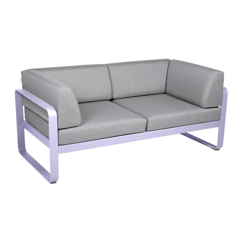 Canapé Club lounge BELLEVIE 2 places de Fermob, Guimauve, Coussin Gris flanelle Canapé Club lounge BELLEVIE 2 places de Fermob, Guimauve, Coussin Gris flanelle