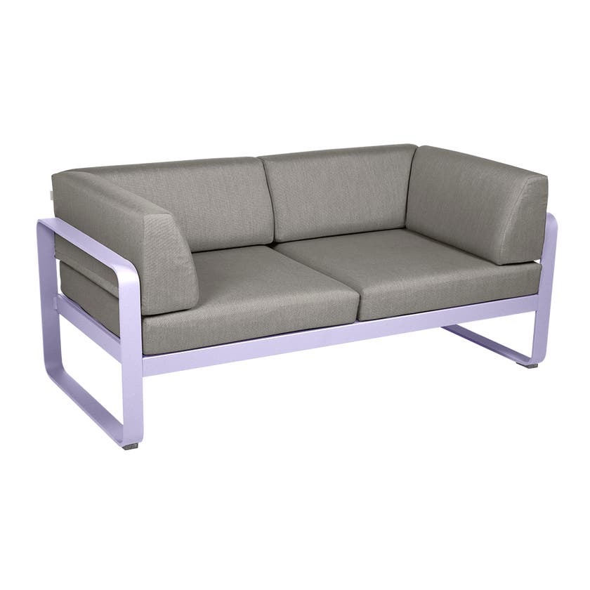 Canapé Club lounge BELLEVIE 2 places de Fermob, Guimauve, Coussin Taupe grisé Canapé Club lounge BELLEVIE 2 places de Fermob, Guimauve, Coussin Taupe grisé