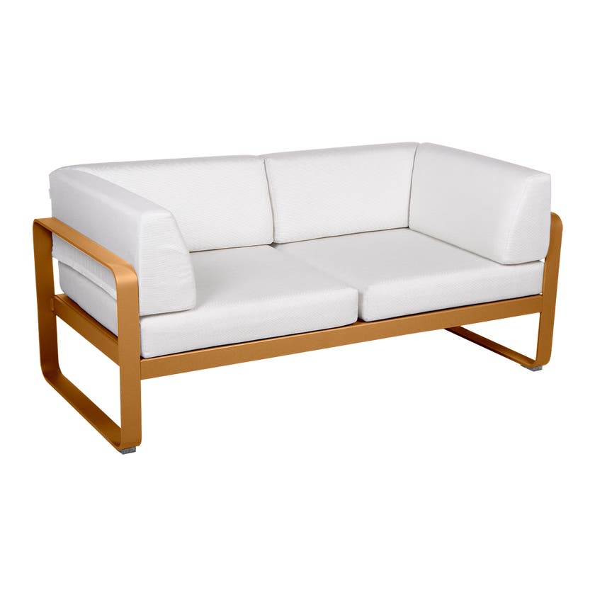 Canapé Club lounge BELLEVIE 2 places de Fermob, Pain d'épices, Coussin Blanc grisé Canapé Club lounge BELLEVIE 2 places de Fermob, Pain d'épices, Coussin Blanc grisé