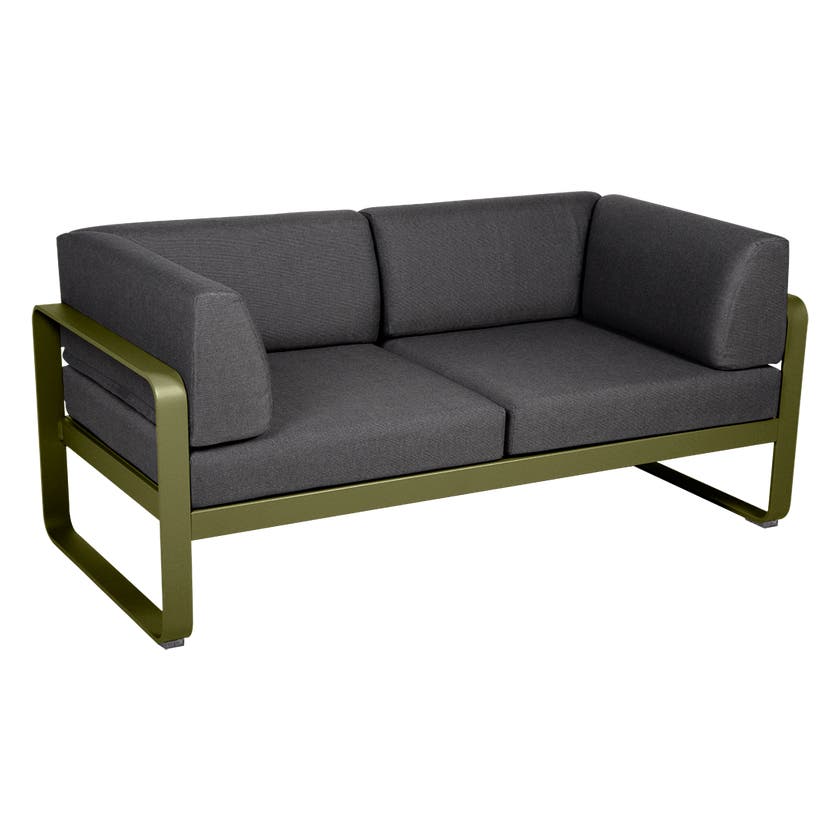 Canapé Club lounge BELLEVIE 2 places de Fermob, Pesto, Coussin Gris graphite Canapé Club lounge BELLEVIE 2 places de Fermob, Pesto, Coussin Gris graphite
