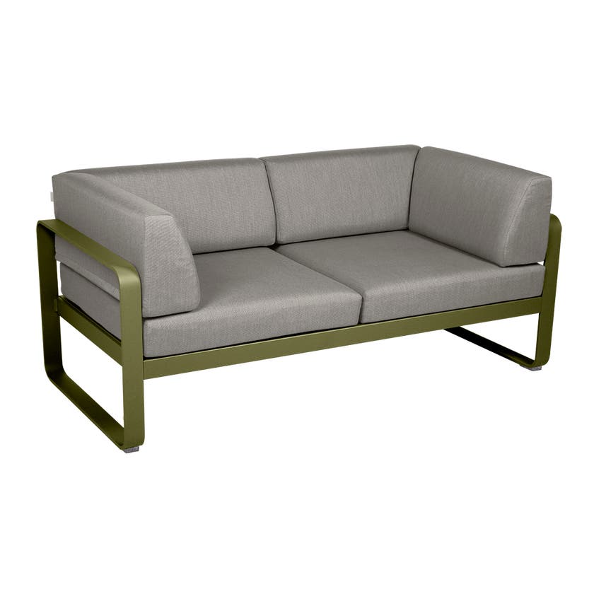 Canapé Club lounge BELLEVIE 2 places de Fermob, Pesto, Coussin Taupe grisé Canapé Club lounge BELLEVIE 2 places de Fermob, Pesto, Coussin Taupe grisé