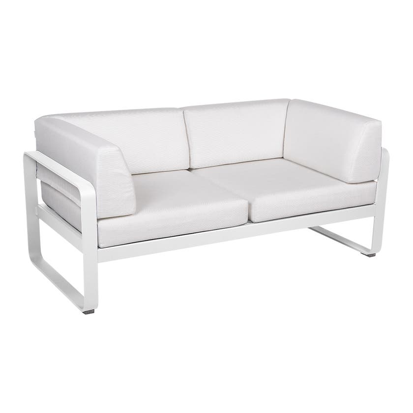 Canapé Club lounge BELLEVIE 2 places de Fermob, Blanc coton, Coussin Blanc grisé Canapé Club lounge BELLEVIE 2 places de Fermob, Blanc coton, Coussin Blanc grisé
