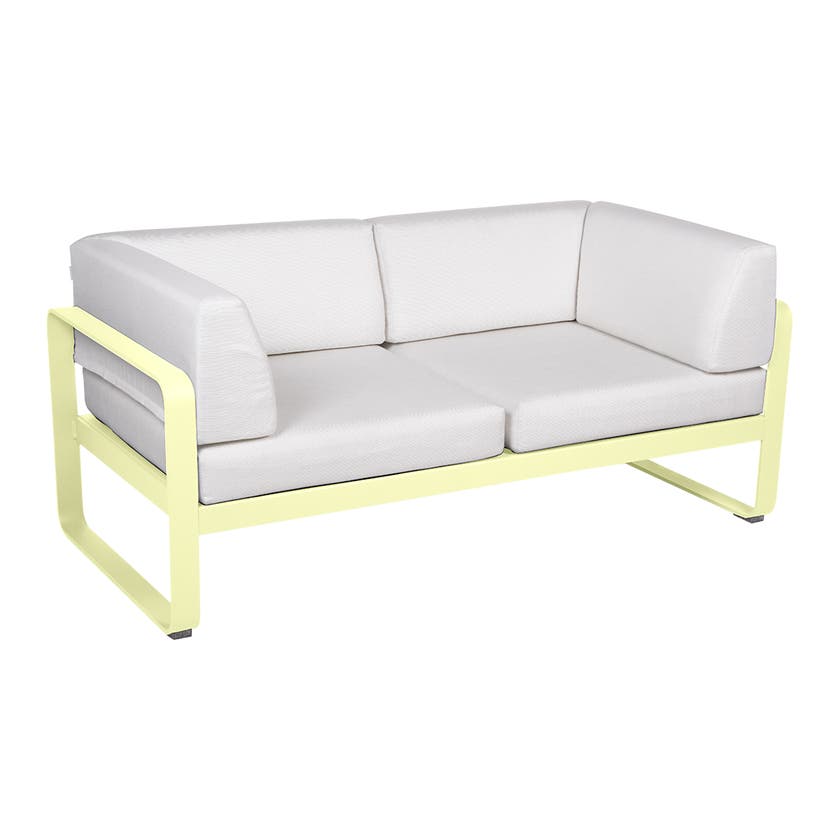 Canapé Club lounge BELLEVIE 2 places de Fermob, Citron givré, Coussin Blanc grisé Canapé Club lounge BELLEVIE 2 places de Fermob, Citron givré, Coussin Blanc grisé