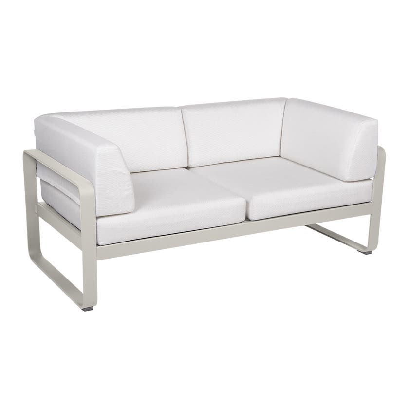 Canapé Club lounge BELLEVIE 2 places de Fermob, Gris argile, Coussin Blanc grisé Canapé Club lounge BELLEVIE 2 places de Fermob, Gris argile, Coussin Blanc grisé