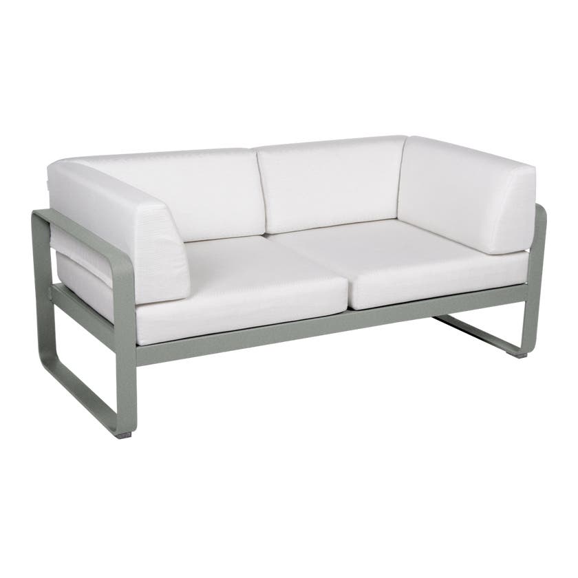 Canapé Club lounge BELLEVIE 2 places de Fermob, Gris lapilli, Coussin Blanc grisé Canapé Club lounge BELLEVIE 2 places de Fermob, Gris lapilli, Coussin Blanc grisé
