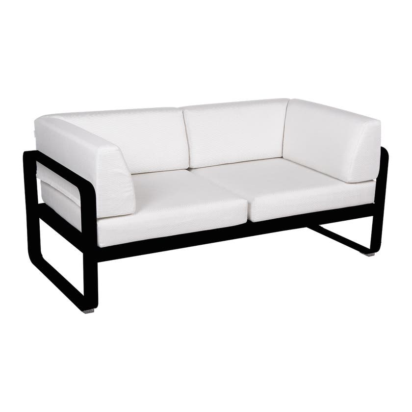 Canapé Club lounge BELLEVIE 2 places de Fermob, Réglisse, Coussin Blanc grisé Canapé Club lounge BELLEVIE 2 places de Fermob, Réglisse, Coussin Blanc grisé