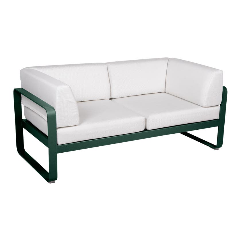 Canapé Club lounge BELLEVIE 2 places de Fermob, Cèdre, Coussin Blanc grisé Canapé Club lounge BELLEVIE 2 places de Fermob, Cèdre, Coussin Blanc grisé