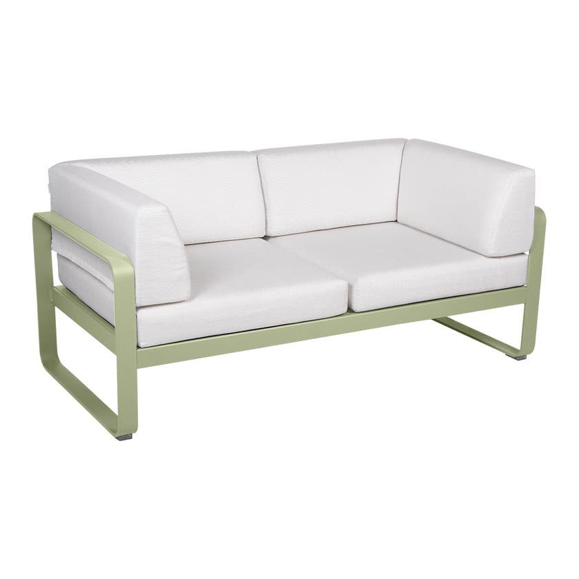 Canapé Club lounge BELLEVIE 2 places de Fermob, Tilleul, Coussin Blanc grisé Canapé Club lounge BELLEVIE 2 places de Fermob, Tilleul, Coussin Blanc grisé