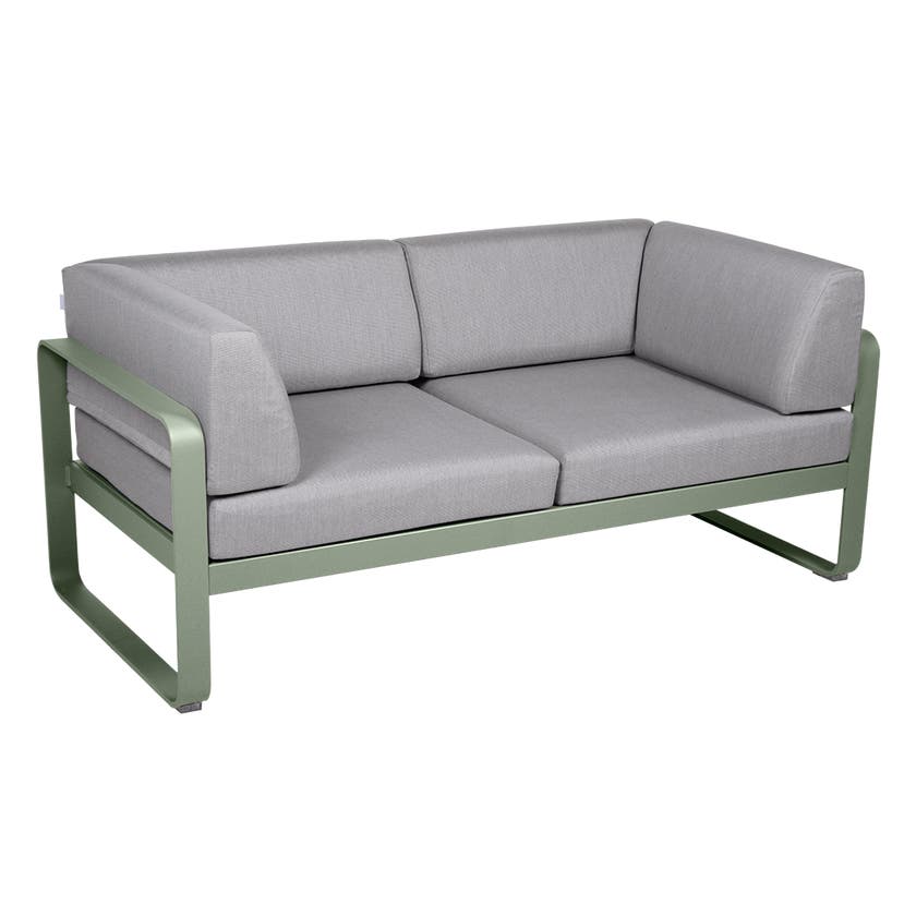 Canapé Club lounge BELLEVIE 2 places de Fermob, Cactus, Coussin Gris flanelle Canapé Club lounge BELLEVIE 2 places de Fermob, Cactus, Coussin Gris flanelle