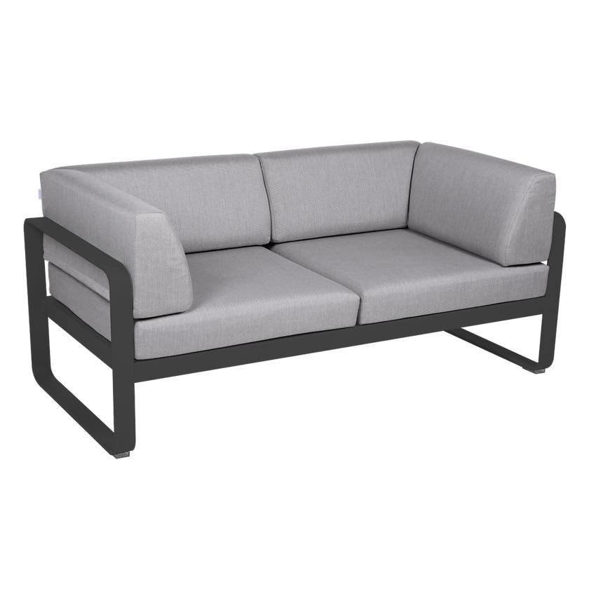 Canapé Club lounge BELLEVIE 2 places de Fermob, Carbone, Coussin Gris flanelle Canapé Club lounge BELLEVIE 2 places de Fermob, Carbone, Coussin Gris flanelle
