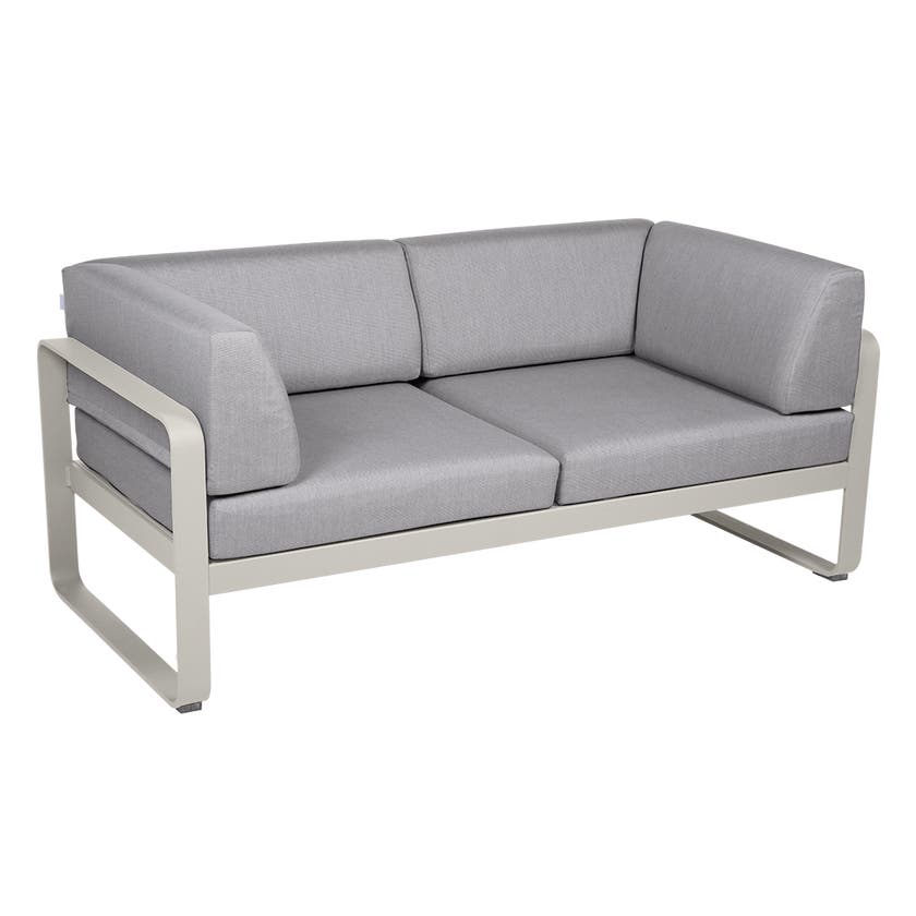 Canapé Club lounge BELLEVIE 2 places de Fermob, Gris argile, Coussin Gris flanelle Canapé Club lounge BELLEVIE 2 places de Fermob, Gris argile, Coussin Gris flanelle