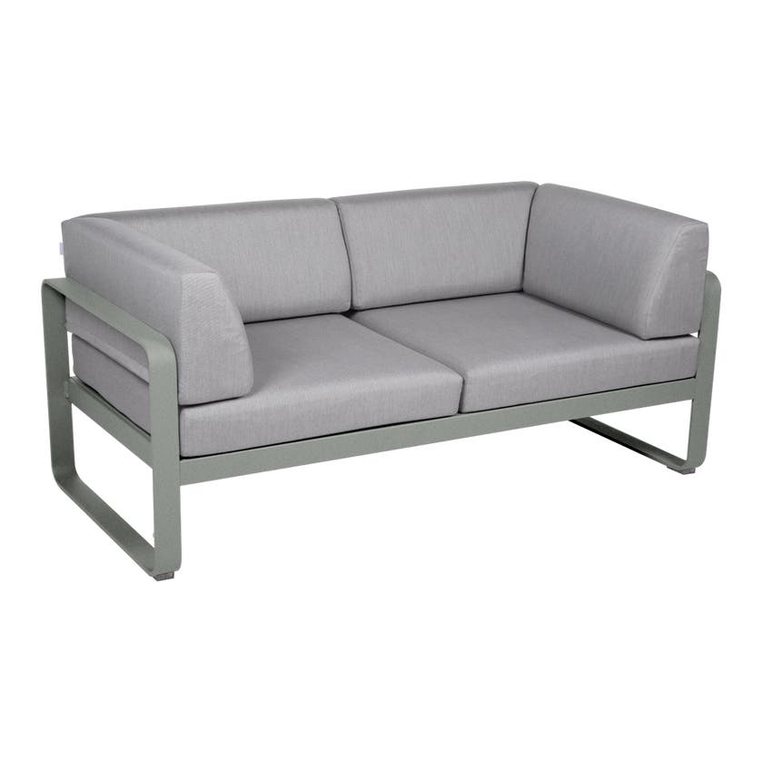 Canapé Club lounge BELLEVIE 2 places de Fermob, Gris lapilli, Coussin Gris flanelle Canapé Club lounge BELLEVIE 2 places de Fermob, Gris lapilli, Coussin Gris flanelle