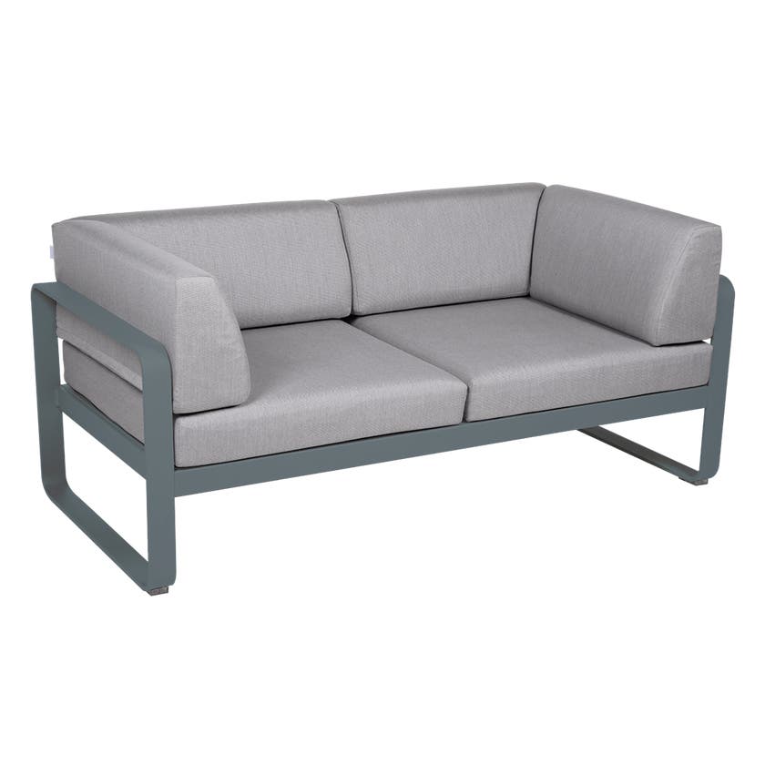 Canapé Club lounge BELLEVIE 2 places de Fermob, Gris orage, Coussin Gris flanelle Canapé Club lounge BELLEVIE 2 places de Fermob, Gris orage, Coussin Gris flanelle