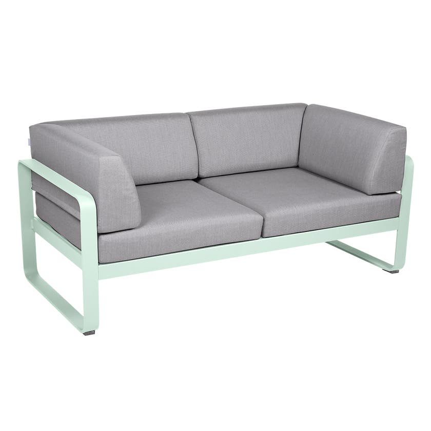 Canapé Club lounge BELLEVIE 2 places de Fermob, Menthe glaciale, Coussin Gris flanelle Canapé Club lounge BELLEVIE 2 places de Fermob, Menthe glaciale, Coussin Gris flanelle