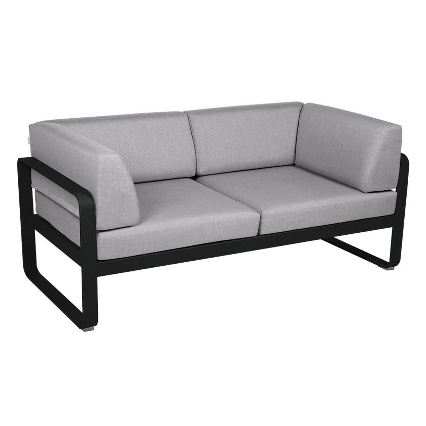 Canapé Club lounge BELLEVIE 2 places de Fermob, Réglisse, Coussin Gris flanelle Canapé Club lounge BELLEVIE 2 places de Fermob, Réglisse, Coussin Gris flanelle