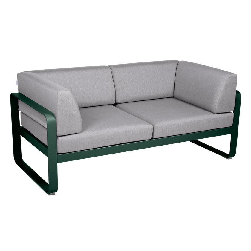 Canapé Club lounge BELLEVIE 2 places de Fermob, Cèdre, Coussin Gris flanelle Canapé Club lounge BELLEVIE 2 places de Fermob, Cèdre, Coussin Gris flanelle