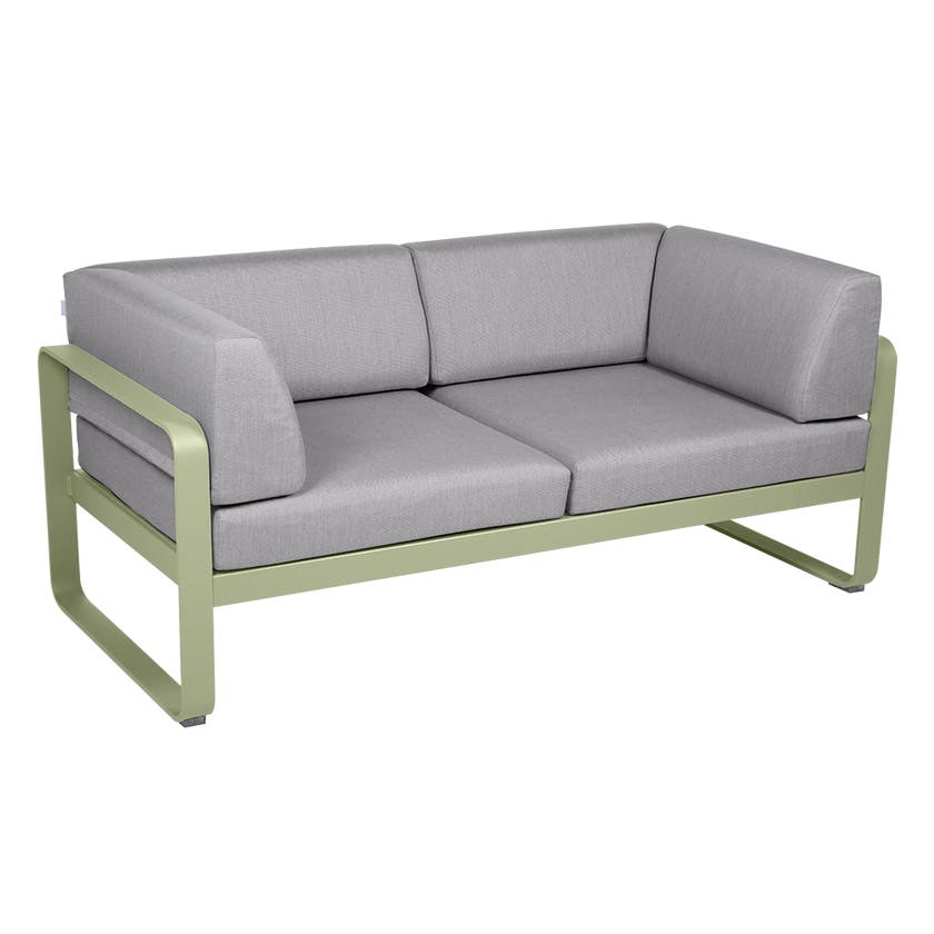 Canapé Club lounge BELLEVIE 2 places de Fermob, Tilleul, Coussin Gris flanelle Canapé Club lounge BELLEVIE 2 places de Fermob, Tilleul, Coussin Gris flanelle