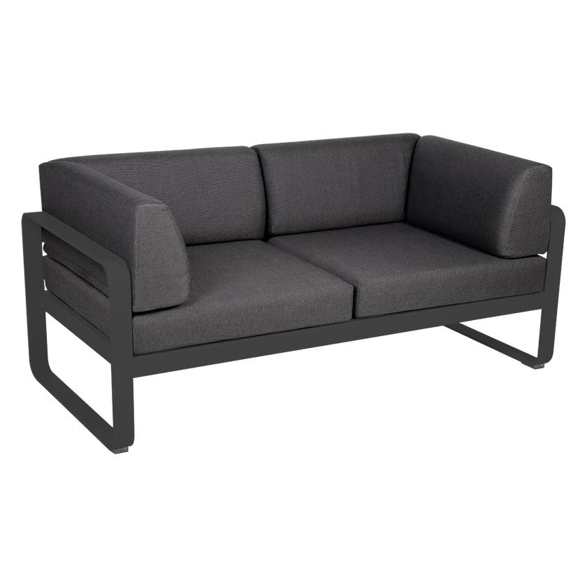 Canapé Club lounge BELLEVIE 2 places de Fermob, Carbone , Coussin Gris graphite Canapé Club lounge BELLEVIE 2 places de Fermob, Carbone , Coussin Gris graphite