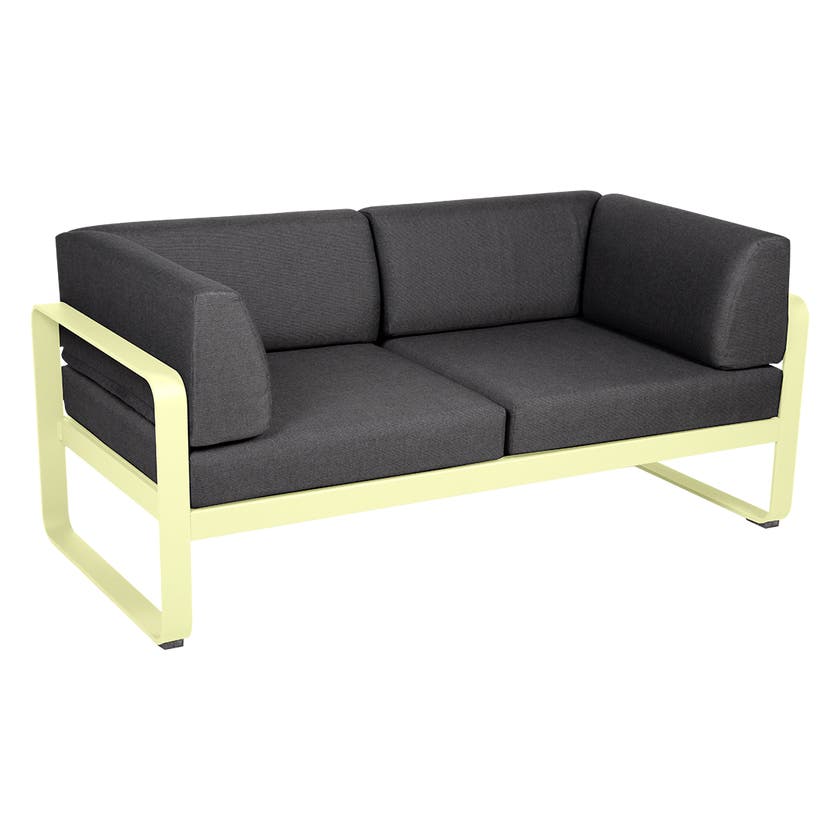 Canapé Club lounge BELLEVIE 2 places de Fermob, Citron givré, Coussin Gris graphite Canapé Club lounge BELLEVIE 2 places de Fermob, Citron givré, Coussin Gris graphite