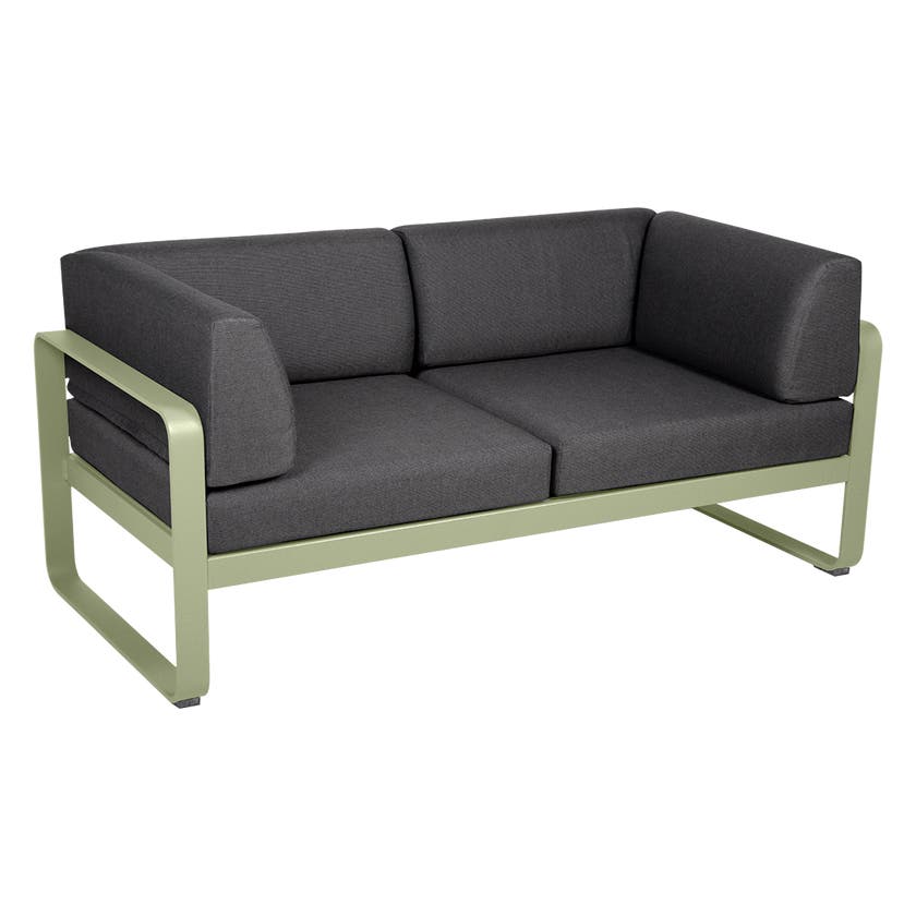 Canapé Club lounge BELLEVIE 2 places de Fermob, Tilleul, Coussin Gris graphite Canapé Club lounge BELLEVIE 2 places de Fermob, Tilleul, Coussin Gris graphite