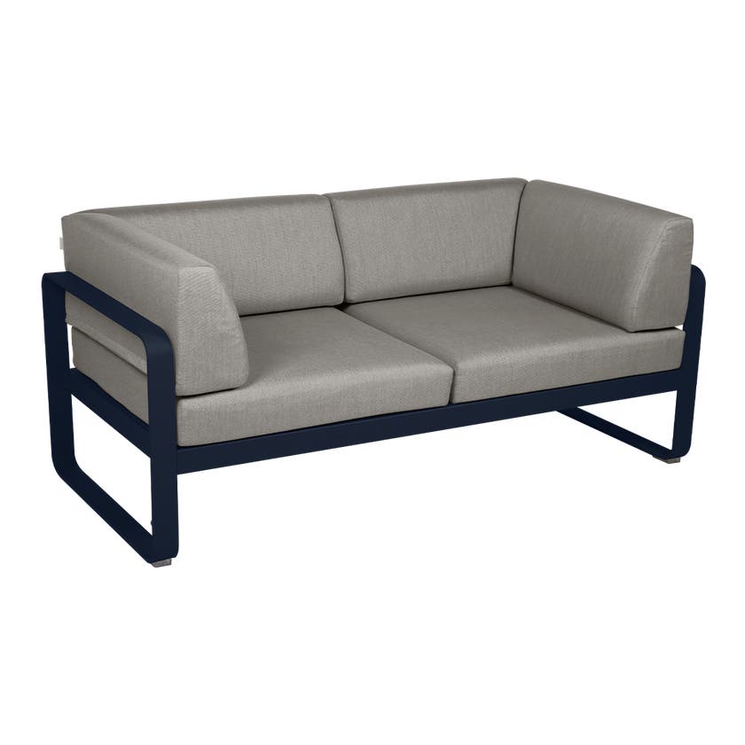 Canapé Club lounge BELLEVIE 2 places de Fermob, Bleu abysse, Coussin Taupe grisé Canapé Club lounge BELLEVIE 2 places de Fermob, Bleu abysse, Coussin Taupe grisé