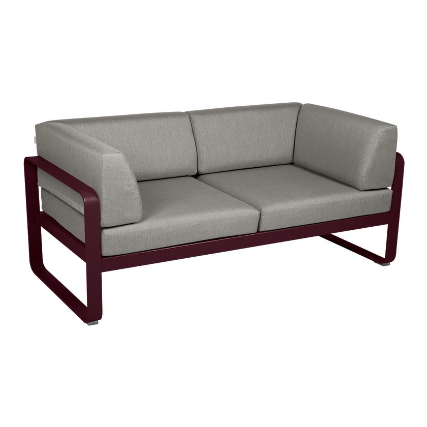 Canapé Club lounge BELLEVIE 2 places de Fermob, Cerise noire, Coussin Taupe grisé Canapé Club lounge BELLEVIE 2 places de Fermob, Cerise noire, Coussin Taupe grisé