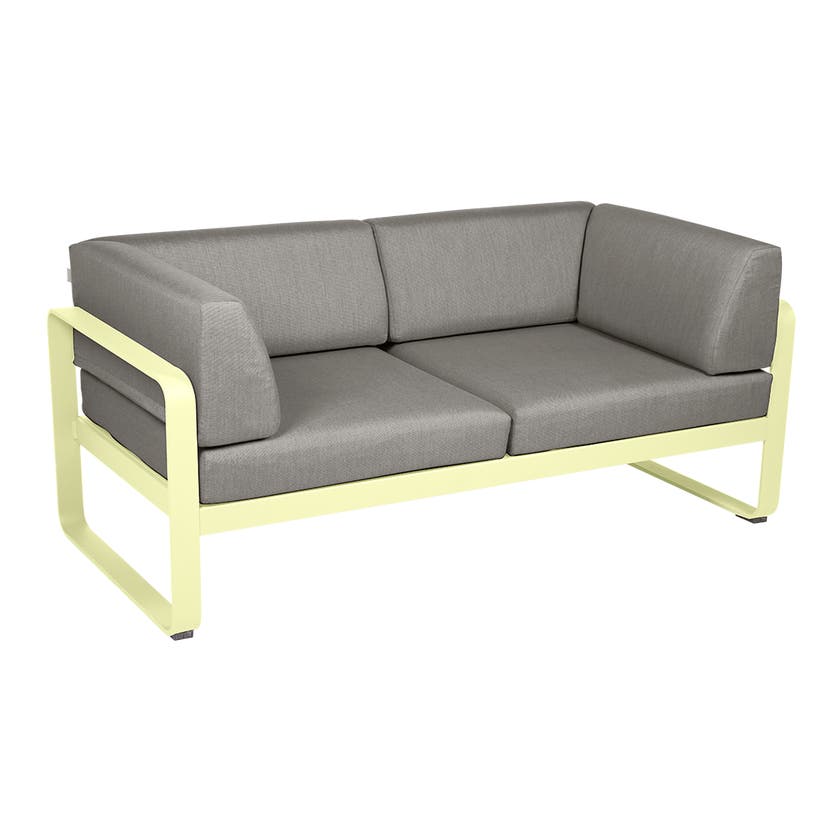 Canapé Club lounge BELLEVIE 2 places de Fermob, Citron givré, Coussin Taupe grisé Canapé Club lounge BELLEVIE 2 places de Fermob, Citron givré, Coussin Taupe grisé