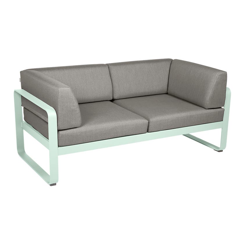 Canapé Club lounge BELLEVIE 2 places de Fermob, Menthe glaciale, Coussin Taupe grisé Canapé Club lounge BELLEVIE 2 places de Fermob, Menthe glaciale, Coussin Taupe grisé