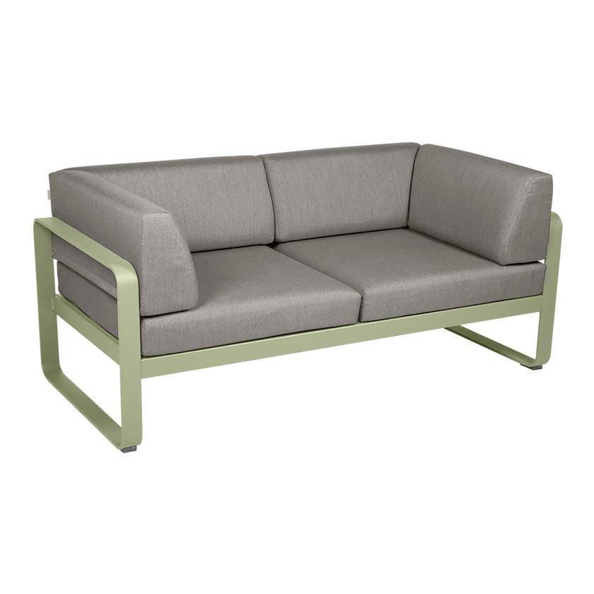 Canapé Club lounge BELLEVIE 2 places de Fermob, Tilleul, Coussin Taupe grisé Canapé Club lounge BELLEVIE 2 places de Fermob, Tilleul, Coussin Taupe grisé