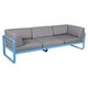 Canapé club 3 places BELLEVIE, Bleu maya, Coussin Gris flanelle