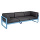 Canapé club 3 places BELLEVIE, Bleu maya, Coussin Gris graphite
