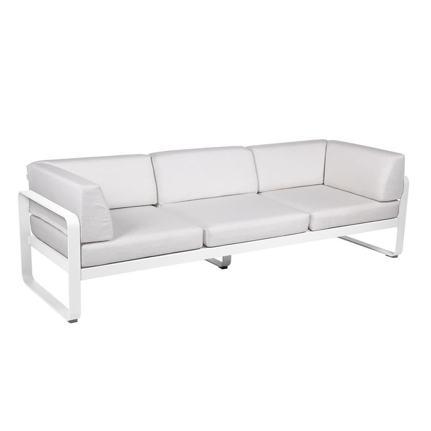 Canapé club 3 places BELLEVIE de Fermob, Blanc coton, Coussin Blanc grisé Canapé club 3 places BELLEVIE de Fermob, Blanc coton, Coussin Blanc grisé