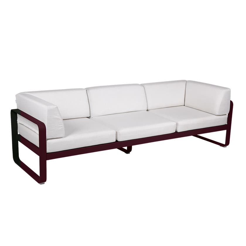 Canapé club 3 places BELLEVIE de Fermob, Cerise noire, Coussin Blanc grisé Canapé club 3 places BELLEVIE de Fermob, Cerise noire, Coussin Blanc grisé