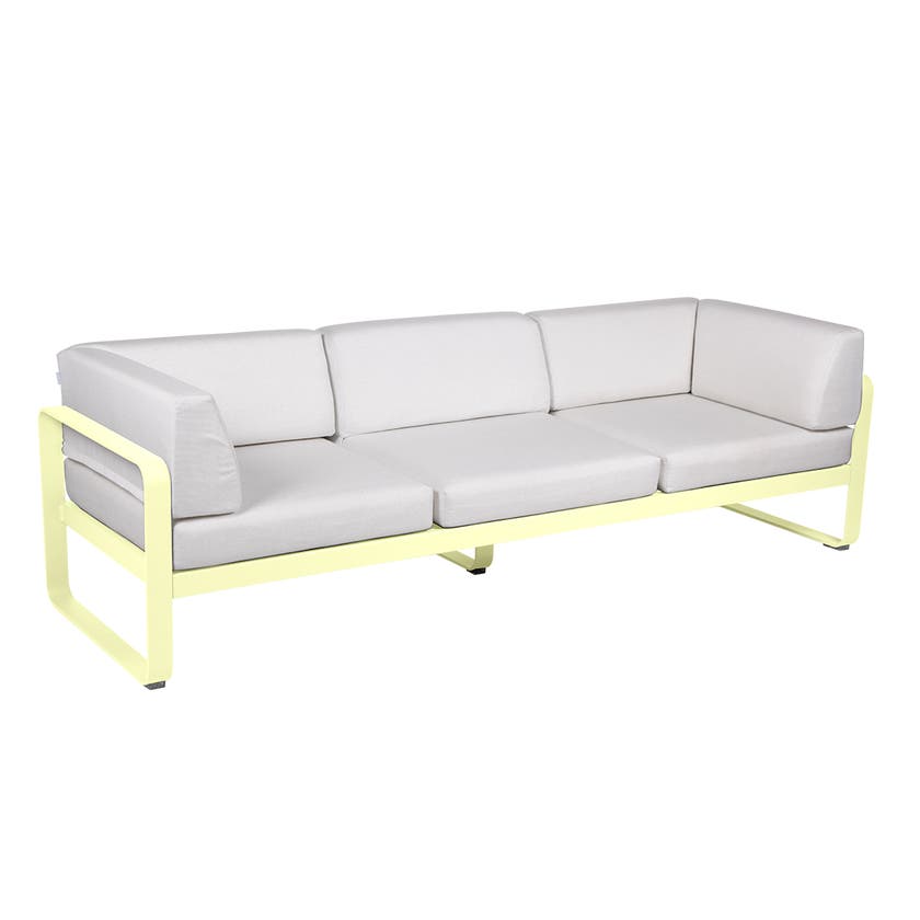 Canapé club 3 places BELLEVIE de Fermob, Citron givré, Coussin Blanc grisé Canapé club 3 places BELLEVIE de Fermob, Citron givré, Coussin Blanc grisé