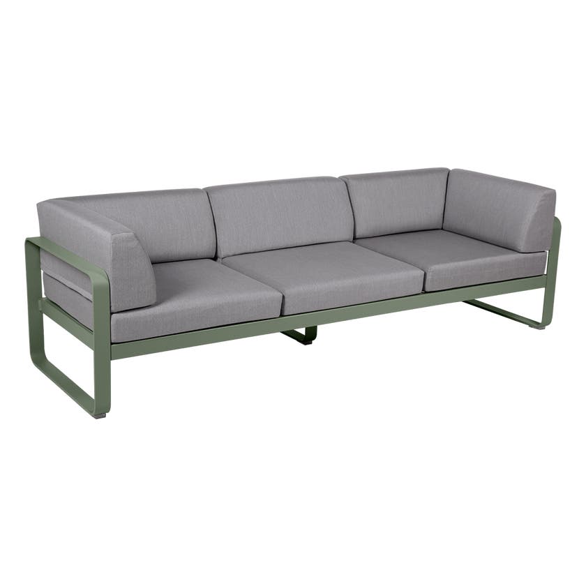 Canapé club 3 places BELLEVIE de Fermob, Cactus, Coussin Gris flanelle Canapé club 3 places BELLEVIE de Fermob, Cactus, Coussin Gris flanelle